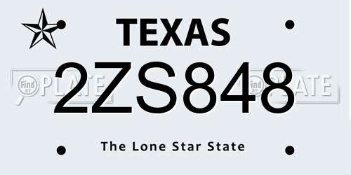2ZS848 Texas License Plate