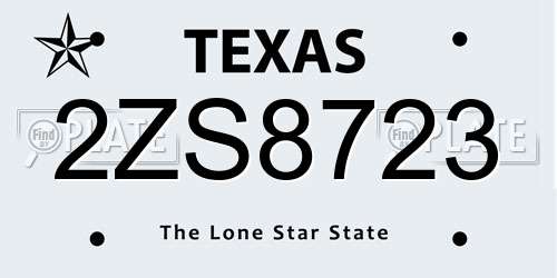 2ZS8723 Texas License Plate