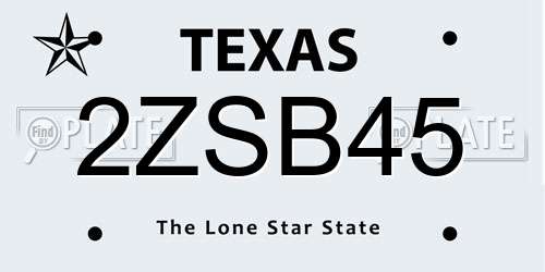 2ZSB45 Texas License Plate
