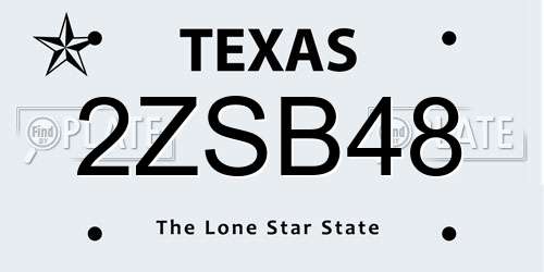 2ZSB48 Texas License Plate