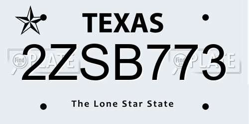 2ZSB773 Texas License Plate