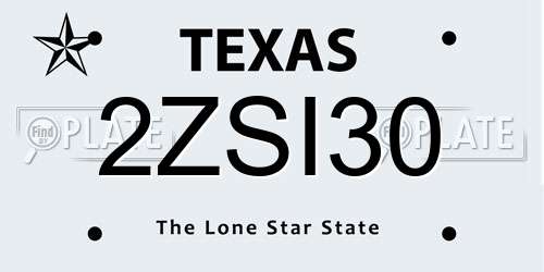 2ZSI30 Texas License Plate