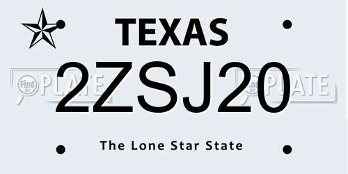 2ZSJ20 Texas License Plate
