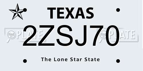 2ZSJ70 Texas License Plate