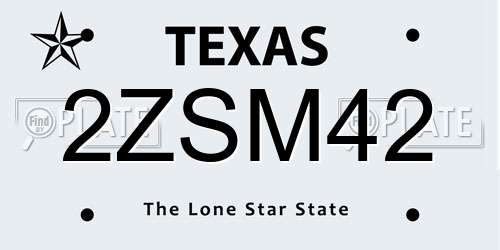 2ZSM42 Texas License Plate