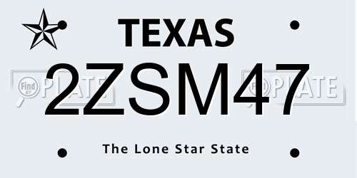 2ZSM47 Texas License Plate