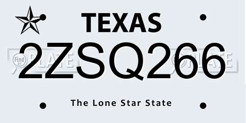 2ZSQ266 Texas License Plate