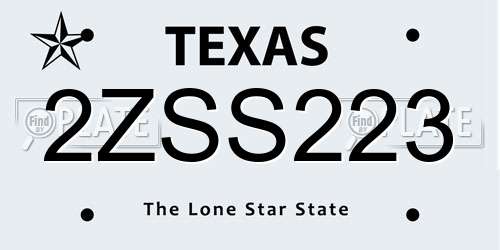 2ZSS223 Texas License Plate
