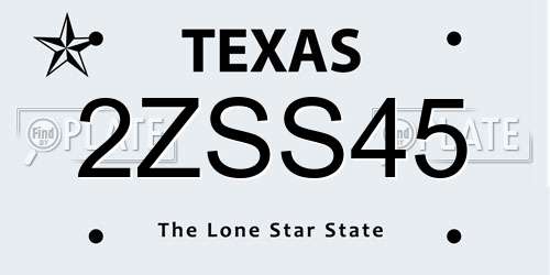 2ZSS45 Texas License Plate