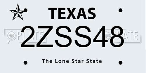 2ZSS48 Texas License Plate