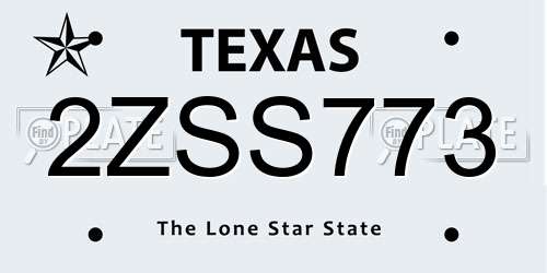 2ZSS773 Texas License Plate