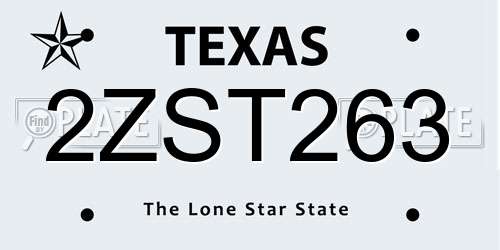 2ZST263 Texas License Plate