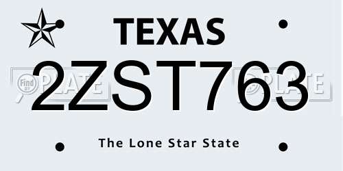 2ZST763 Texas License Plate