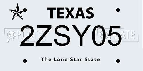 2ZSY05 Texas License Plate
