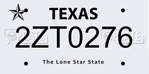 2ZT0276 Texas License Plate