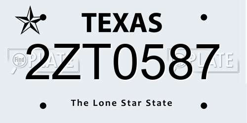 2ZT0587 Texas License Plate