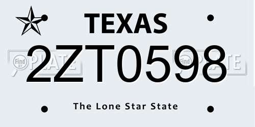 2ZT0598 Texas License Plate