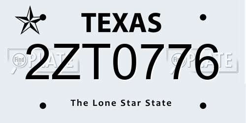 2ZT0776 Texas License Plate