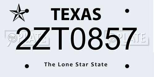 2ZT0857 Texas License Plate