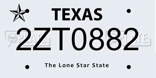 2ZT0882 Texas License Plate