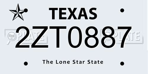 2ZT0887 Texas License Plate