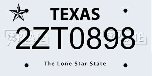 2ZT0898 Texas License Plate