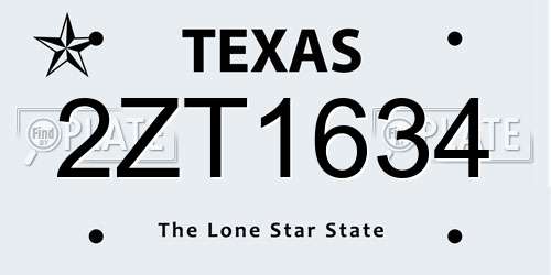 2ZT1634 Texas License Plate