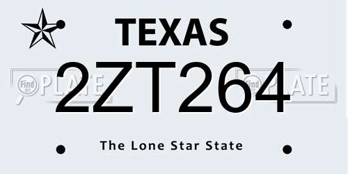 2ZT264 Texas License Plate