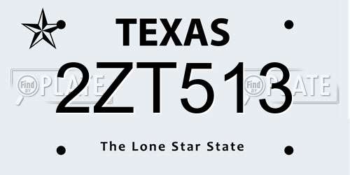2ZT513 Texas License Plate