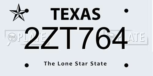2ZT764 Texas License Plate