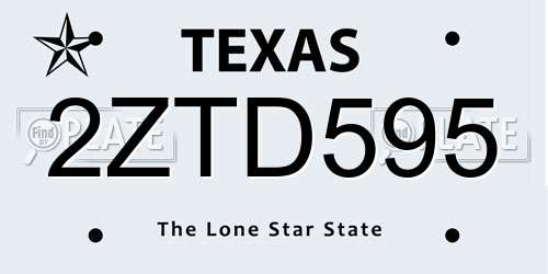 2ZTD595 Texas License Plate