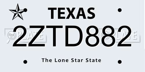 2ZTD882 Texas License Plate