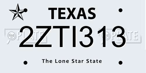 2ZTI313 Texas License Plate