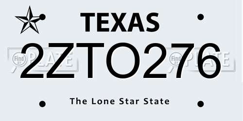 2ZTO276 Texas License Plate