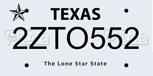 2ZTO552 Texas License Plate