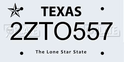 2ZTO557 Texas License Plate