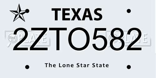 2ZTO582 Texas License Plate
