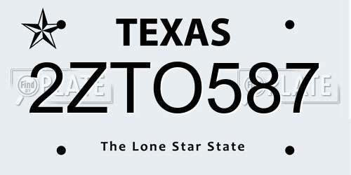 2ZTO587 Texas License Plate