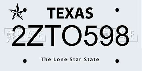 2ZTO598 Texas License Plate