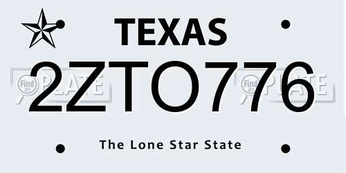 2ZTO776 Texas License Plate