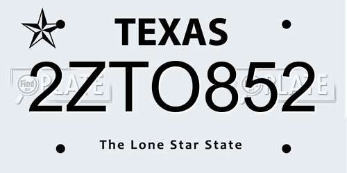 2ZTO852 Texas License Plate