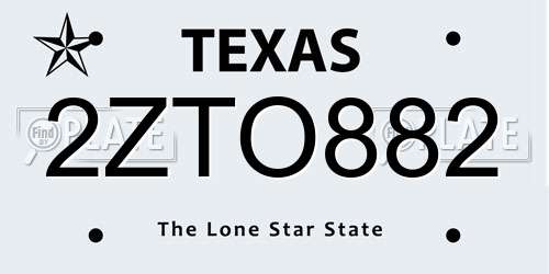 2ZTO882 Texas License Plate