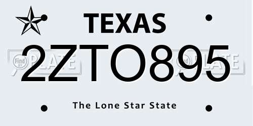 2ZTO895 Texas License Plate
