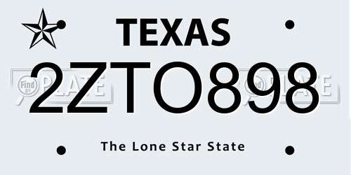 2ZTO898 Texas License Plate