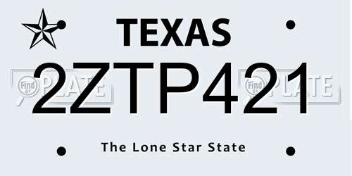 2ZTP421 Texas License Plate