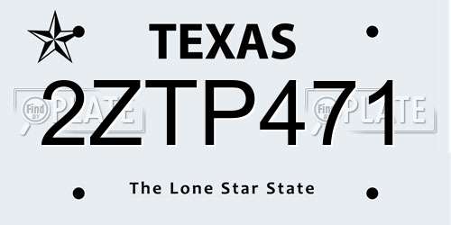 2ZTP471 Texas License Plate