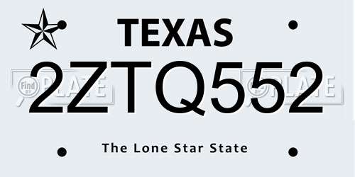 2ZTQ552 Texas License Plate