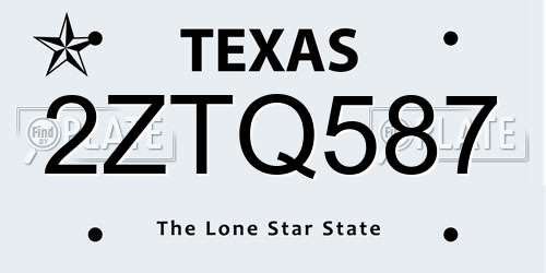 2ZTQ587 Texas License Plate