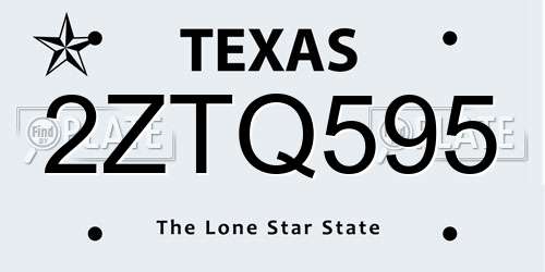 2ZTQ595 Texas License Plate