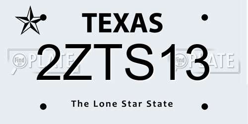 2ZTS13 Texas License Plate